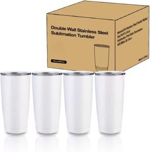 Gobelet blanc à Sublimation, 20 OZ, tasses de voyage à café en acier inoxydable avec couvercle, tasses à Sublimation pour transfert de chaleur, DIY, 1118