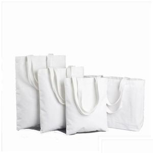 Sublimatie Blanks Groothandel Tote Bags Blank Polyester Bakken Canvas Herbruikbare Kruidenier 12Oz Voor Diy Crafting En Decorating Drop Dhniy Dhcwp