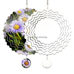 Sublimatie Blanks Wind Spinner Bloemvorm Metalen Chime Scpture Hangende Ornament Voor Tuin Decoratie Geschenken Drop Delivery Off Dhzig