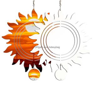 Sublimatie lege platen wind spinner producten metaal zonvorm chime scpture hangend ornament voor werftuin dec deby