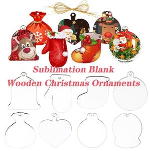 Ornements de Noël en bois vierges par sublimation, panneaux durs en bois, décorations suspendues, disques en bois vierges avec trous pour les festivals, bricolage, artisanat, vente en gros