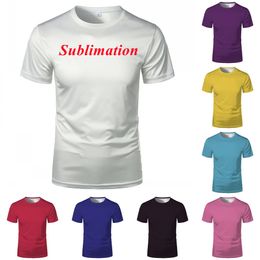 Chemises blanchies par sublimation Transfert de chaleur Chemise blanche de couleur pure T-shirts en polyester blanchi US Hommes Femmes Fournitures de fête