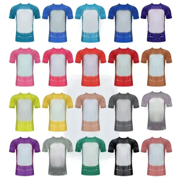 Camisas descoloridas para sublimação T-shirts de transferência térmica em branco descoloridas de poliéster ss1117