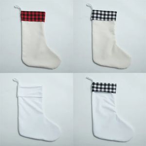 Sublimation Buffalo Plaid Christmas Decoratio Stocking Blank Xmas Candy Chaussettes Cadeau Santa Bas Christmases Arbre Oranment Décorations