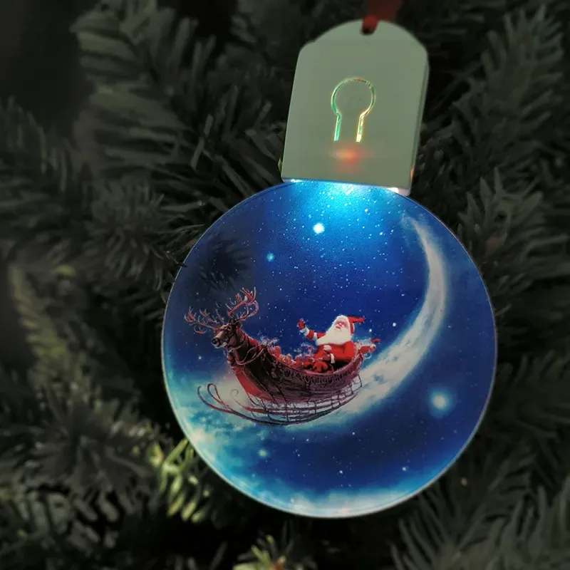 昇華球根飾りアクリルブランク付き光沢のある光沢のあるクリスマスツリーデコレーション