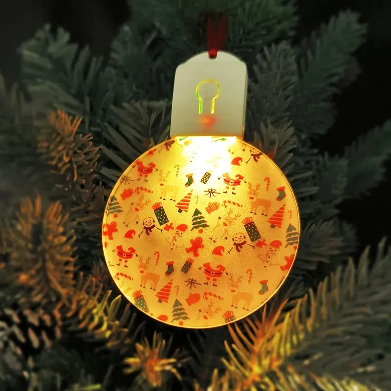 Sublimacja żarówka ozdoby akrylowe z LED LED Light Shinny Xmas Dekoracja drzewa według oceanu