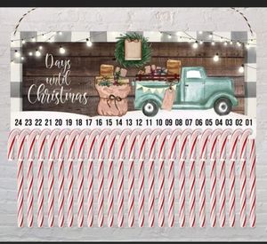 Support de canne à sucre par sublimation, décorations de noël, vierge personnalisé MDF, compte à rebours de noël 001