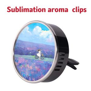 Sublimatie auto airshener ventilatie clip sublimatie auto uitlaat aroma kaarten warmteoverdracht witte blanco auto aromatherapie clip01