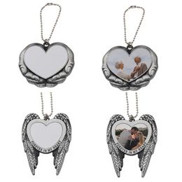 Sublimation Car Charm Pendentiels Party Faven Saint Valentin Ornement Heart In Hands Blanks for Heat Press I0323
