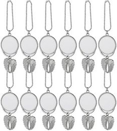 Sublimation voiture porte-clés ornement décorations fête faveur ange aile forme blanc transfert impression pendentif bijoux