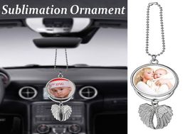 Sublimation Voiture Ornement Décorations Pendentif Collier Ailes D'ange Forme Vierge Transfert Impression Consommables Fournitures Décor Key4648990