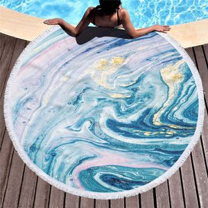 Sublimatietapijten Microfiber Marble Abstract Patroon Strandhanddoek Grote maat Zomer Ronde Strandlakens met Tassel Aquarel Yoga Beachs Mat