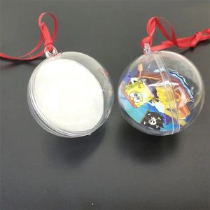 Sublimation Boule De Noël Forme Ronde avec MDF Sublimation Blancs Ornements De Noël en plastique transparent déco Z11