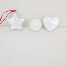 Sublimatie kerstballen ornamenten transparante dubbelzijdige afdrukbare MDF-boomhangende hartster-decors
