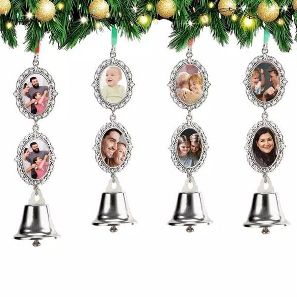 Sublimation décorations de noël mémorial arbre ornements alliage Jingle Bells fête pendentifs cadeau P0928