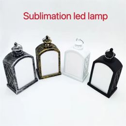 Sublimatie Kerst LED-lantaarns Open haard Lamp Handlamp Dubbelzijdig voor huis- en buitendecoraties 0912