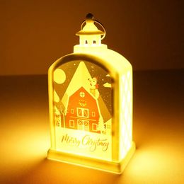 Sublimatie Kerst LED-lantaarns Open haard Lamp Handlamp Dubbelzijdig voor huis- en buitendecoraties u0913