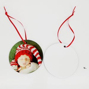 Sublimation Noël Ornements MDF Blanc Rond Carré Neige Forme Décorations Transfert Thermique Impression Arbre Pendentif Décors CCF9243