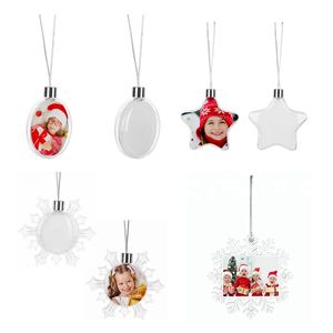 sublimation ornements de noël étoile de flocon de neige boule ronde forme personnalisée consommables personnalisés fournitures matériel d'impression par transfert de coeur