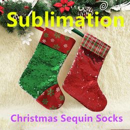 Sublimation Christmas Sequin Stocking 3 Maten 11 Kleuren Kerstcadeau Bags Warmte Transfer Sokken Santa Claus Decoraties Gratis Verzending A12