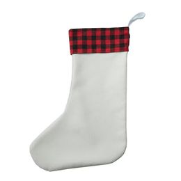 Sublimation bas de noël blanc décoration d'halloween bonbons chaussettes père noël sac cadeau festival ornements arbre de noël pendentif