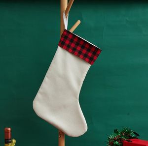 Sublimatie kerstkousen cadeau candy tas polyester hangen aan de boom voor kerstdecoratie SN43