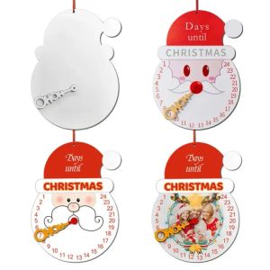 Sublimación Decoraciones para árboles de Navidad Calendario de cuenta regresiva Espacios en blanco MDF Adornos de calendario colgantes de madera al por mayor