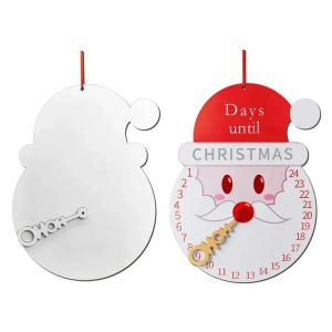 Sublimación Decoraciones para árboles de Navidad Calendario de cuenta regresiva Espacios en blanco MDF Adornos de calendario colgantes de madera al por mayor 1112