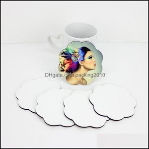 Sublimation Coaster pour cadeau personnalisé MDF Bois Coasters Dye Fleur Forme Coeur Transfert Impression Consommables Vierges Drop Livraison 2021 Tapis