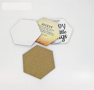 Sublimatie Coaster voor aangepaste cadeau MDF -onderzetters voor kleurstof sublimatie hexagon vormoverdracht afdrukken blanco verbruiksartikelen 8dm3477839