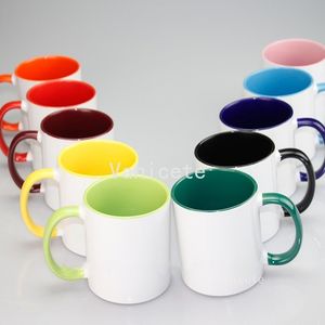 Sublimation Coffee Mug Multi Color 11 oz Sublimation Gobelets en céramique avec poignée Dye Impression par transfert thermique Tasses à café By sea T2I52543