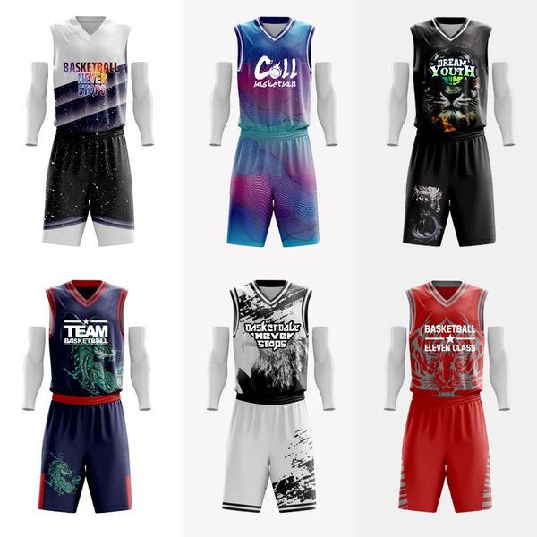 Sublimation Custom Adults Basketball Uniforme personnalisé 100% polyester Baspirabale Basketball Jersey Sportswear Shirt for Men 240418