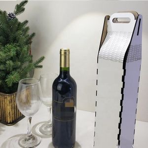 Sublimation détachable pliant étui à vin transfert de chaleur blanc boîte de rangement de vin bricolage à motifs en bois artisanat cadeau B6