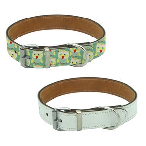 Sublimation Dog Collars Thermische Transfer Afdrukliemen Witte Lege Pet Kraag PU Lederen Honden Kattenlint Bands Groothandel A02