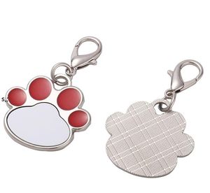 Sublimation Chien Patte Porte-clés Favor Métal DIY Photo Porte-clés Mignon Pet Empreinte Suspendue Pendentif Cadeau De Noël pour Enfant RRA12655