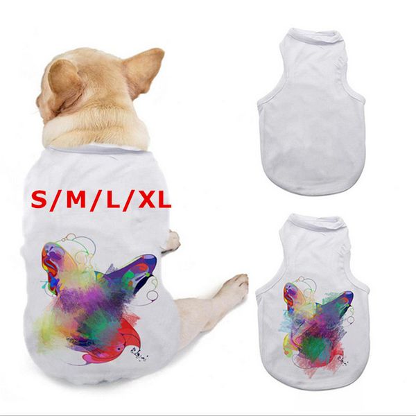 Sublimation chien chemises Polyester blanc blanc chien vêtements bricolage transfert de chaleur tissu pour animaux de compagnie S/M/L/XL sublimation manteaux A12