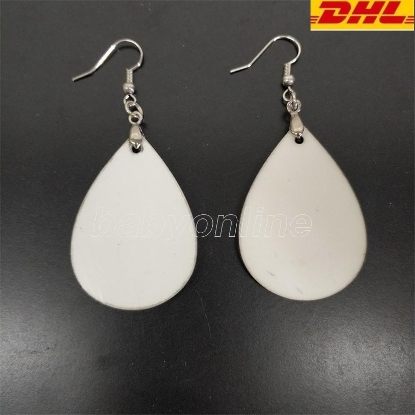 Boucles d'oreilles de sublimation blanc blanc pendentifs goutte bricolage Dangler feuille manuel travail manuel pour les cadeaux