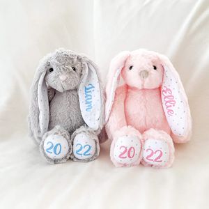 Sublimation lapin de Pâques en peluche longues oreilles lapins poupée avec des points 30cm rose gris bleu blanc lapin poupées pour enfants mignon doux jouets en peluche GG020