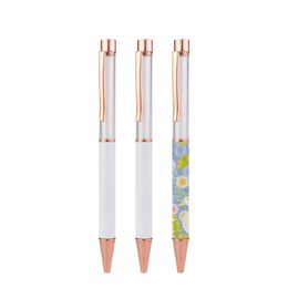 Sublimatie lege buis zwevende diy balpennen blanco warmteoverdracht pen metaal diy sneeuwbol pen sublimatie balpen met vaste kleur clip kantoor school 001