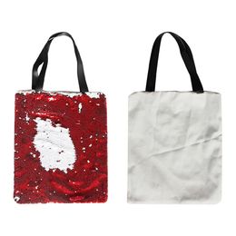 Sublimación femenina en blanco mágico de un solo hombro bolso de mano con lentejuelas para impresión por transferencia de calor bolsas de compras de lentejuelas DIY