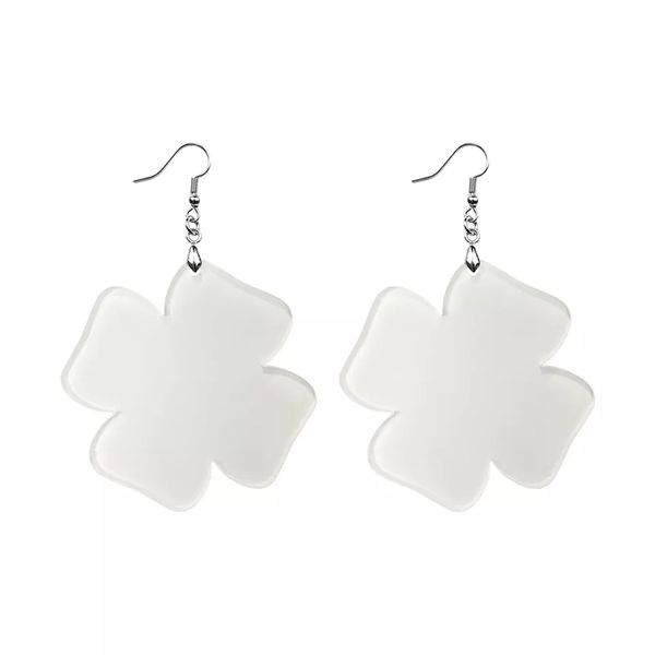 Sublimación flor trébol gotas para los oídos acrílico pendientes en blanco con anillos de salto para DIY moda chica pendientes espacios en blanco