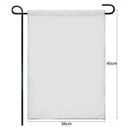 Bandera de jardín de sublimación, pancarta de poliéster blanco de 3 capas con tela de sombreado negro, transferencia de calor impresión de doble cara, 30*45 cm