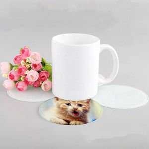 Sublimatie Glass Cup Coaster Blanks Warmte Transfer Afdrukmatten Ronde Vorm 10 * 10cm Wit DIY Pads