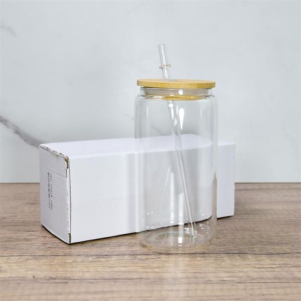 Tasse en verre à Sublimation, gobelet transparent à transfert thermique, tasse à café, à jus, A02190D