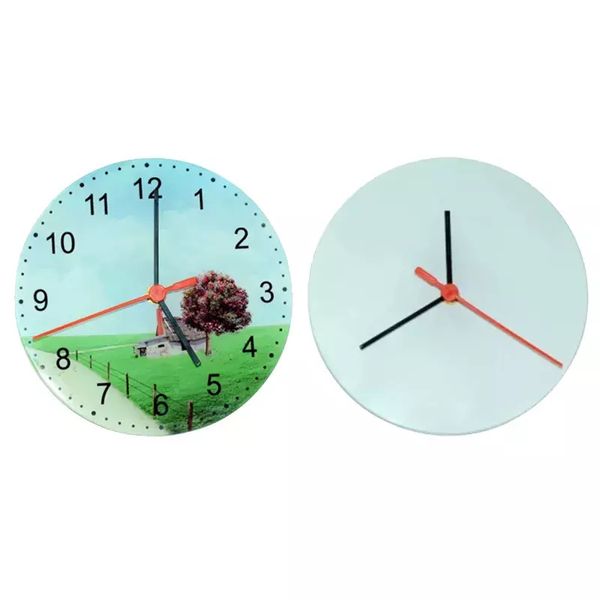 Los espacios en blanco de cristal de la forma del círculo de los relojes de pared de cristal de la sublimación 8inch 12inch moderaron el reloj de cristal de cristal