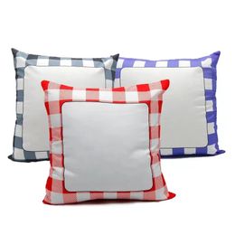 Sublimatie Grid Case Blank White Pillow Cushion Covers Polyester warmteoverdracht vierkante kussensloop voor bankbankbanken 40*40 cm 0523