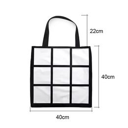 Grille de sublimation sac fourre-tout blanc blanc bricolage transfert de chaleur sac à provisions 9 panneaux tissu Frabic réutilisable stockage sac cadeau sac à main PRO232