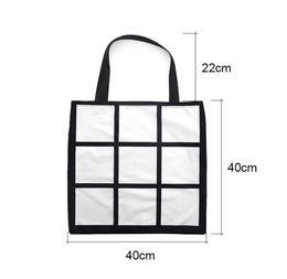 Sac fourre-tout de la grille de sublimation vide Blanche de transfert de chaleur bricolage Sac à provisions 9 panneaux Frabic Rangement réutilisable sac à main sac à main 6659561