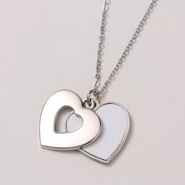 Sublimation Heart Shaped Hollow Necklace Party Favor Alloy LOVE Jewelry Pendant with Flat Chain Romantic Valentine Day EE