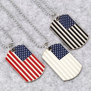 Hip Hop drapeau américain pendentif colliers hommes armée militaire carte charme perlé chaîne collier pour femmes bijoux de mode
